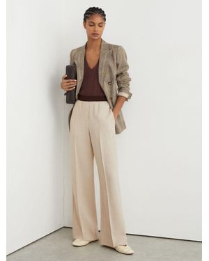 Reiss Wilde Wide-Leg Elasticated-Waist Trousers - Natural