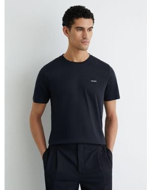 Reiss Selby - Navy Cotton Logo Crew-neck T-shirt, X-large - Blue