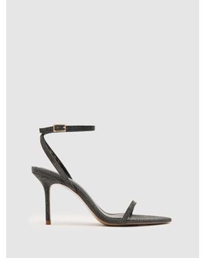 Reiss Metallic Strappy Stiletto Sandals - White