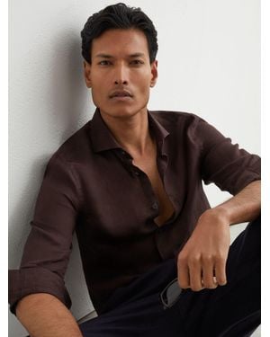 Reiss Ruban - Chocolate Brown Shirts, L - Black
