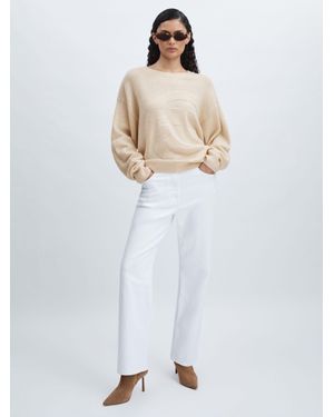 Crush Smiley Crew Jumper Cashmere Smiley Stitch - White