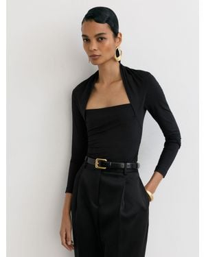 Reiss Stretch Shrug-Style Long-Sleeve Top - Black