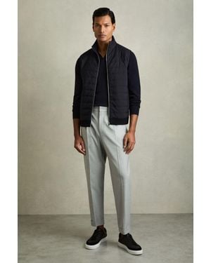 Reiss William Padded Pu And Knitted Gilet - Blue