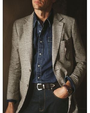 Reiss Mountain - Indigo Blue Denim Western Regular-fit Shirt, Xs - Black