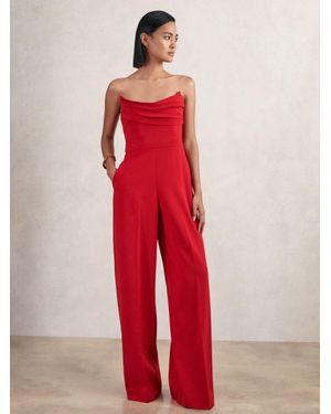 Reiss Structured Strapless Wide-Leg Jumpsuit