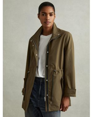 Reiss Removable Hooded Insert Water Repellent Raincoat - Green