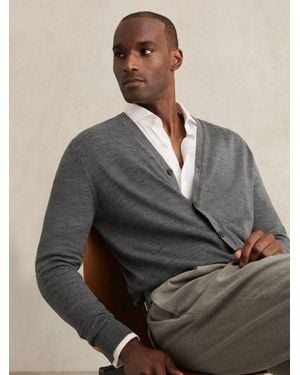 Reiss Merino Wool Button-Through Cardigan - Multicolour
