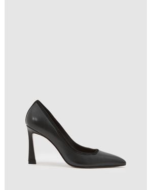 Reiss Leather Tapered-Heel Court Shoes - Black