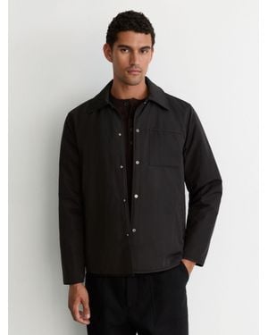 Reiss Lightly-Padded Patch-Pocket Overshirt - Black