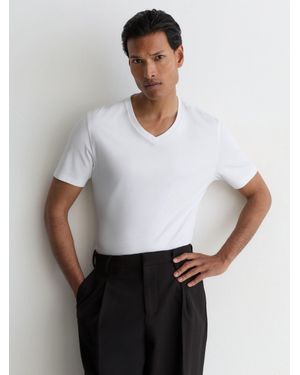 Reiss Air-Water-Cotton V-Neck Tailored-Fit T-Shirt - White