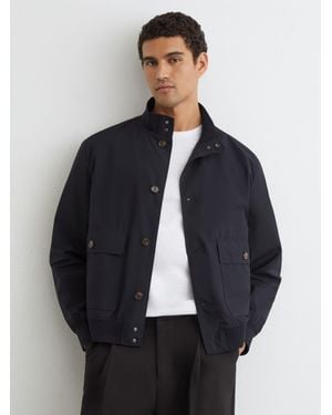 Reiss Technical Button-Through Bomber Jacket - Blue