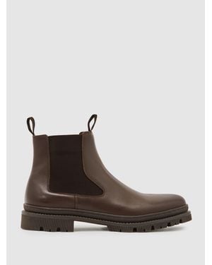 Reiss Leather Chelsea Boots - Brown