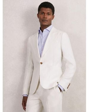 Reiss Slim Fit Lyocell Linen Single Breasted Suit Blazer - Natural