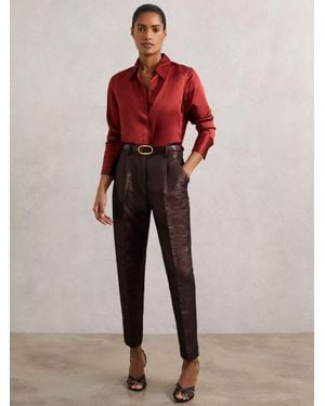 Reiss Tapered Metallic Suit Trousers With Cotton