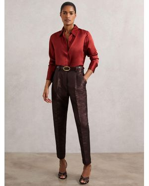 Reiss Tapered Metallic Suit Trousers With Cotton