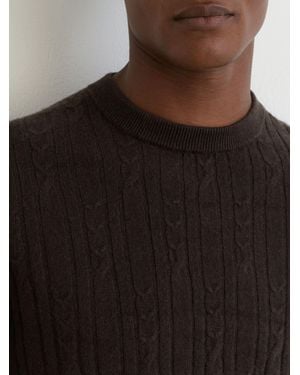 Reiss Cashmere Cable-Knit Crew-Neck Jumper - Black
