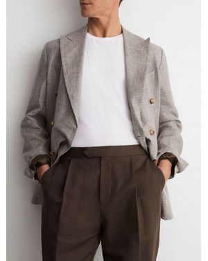 Reiss Linen-Blend Side-Adjuster Tapered Trousers - Grey