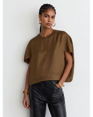 Reiss Woven Cap-Sleeve Top - Brown