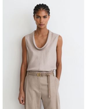 Reiss Cowl-Neck Sleeveless Top - Natural