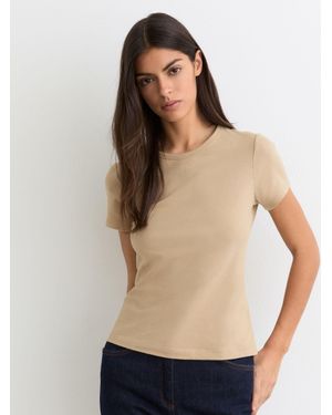 Reiss Stretch-Cotton Crew-Neck T-Shirt - Natural