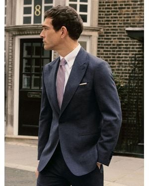 Reiss Fibre Airforce Tailored Fit Virgin Wool Textured Single-Breasted Blazer, Dark - Black