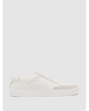 Reiss Bonded-Leather Low-Top Trainers - Natural