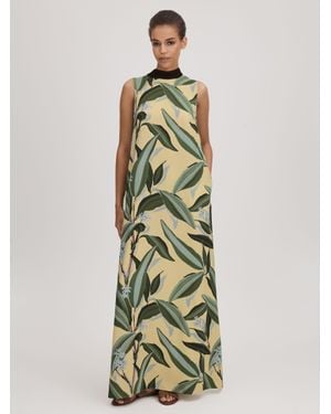 Florere Printed High Neck Maxi Dress - Green