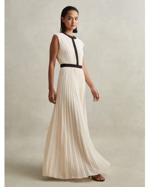 Reiss Pleated Maxi Dress - Natural