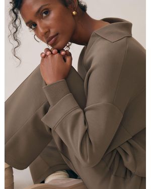 Reiss Bernie Premium Interlock Wide-Leg Joggers - Brown