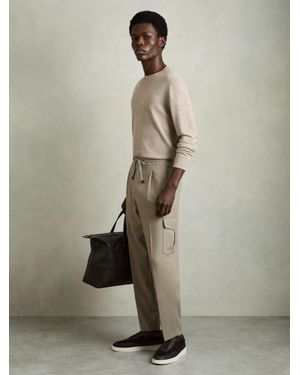 Reiss Loom Relaxed Drawstring Cargo Trousers - Green