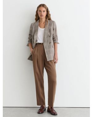 Reiss Lyocell Tapered Pleated Trousers - Multicolour
