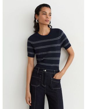 Reiss Wool-Blend Striped Knit Top With Cashmere - Blue