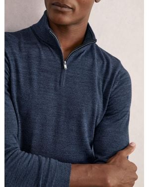 Reiss Merino Wool Half-Zip Jumper - Blue