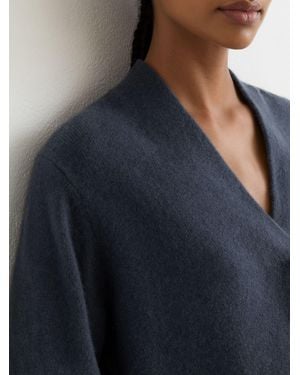 Reiss Cashmere Shawl-Neck Jumper - Blue