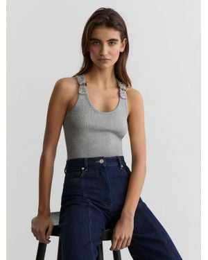 Reiss Stretch-Cotton Hardware-Detail Vest - Blue