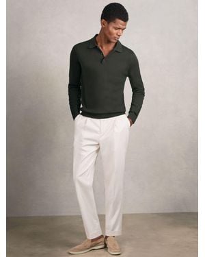 Reiss Merino Wool Long-Sleeve Polo Shirt - Multicolour