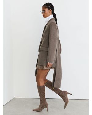 Reiss Stretch-Suede Heeled Knee-High Boots - White