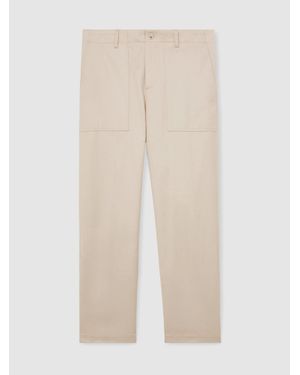 Reiss Lyocell Cotton Wide Utility Trousers - Natural