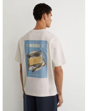 Reiss Monogram Butter Relaxed-Fit T-Shirt - White