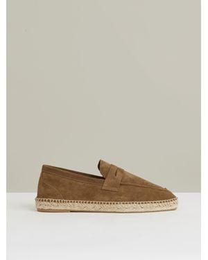 Reiss Cannes - Stone Suede Penny-strap Espadrilles, Us 9 (uk 8) - Multicolour