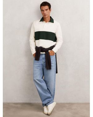 Reiss Cotton Colour-Block Rugby Shirt - Multicolour
