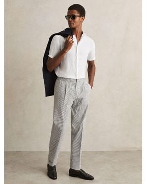 Reiss Slim Fit Linen Shirt, - Resort & Holiday Wear - Natural