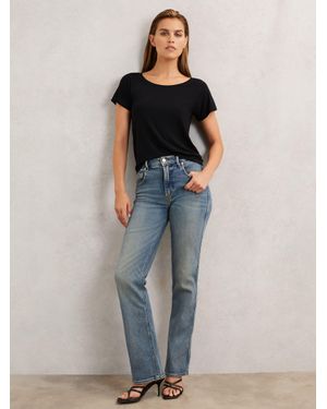 GOOD AMERICAN Black Short Sleeve T-shirt - Blue