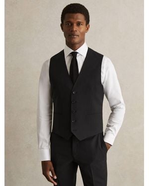 Reiss Promise - Black Wool-blend Slim-fit Waistcoat, 40 R