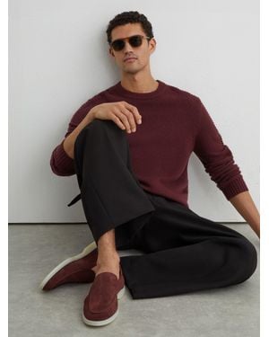 Reiss Kason - Plum Red Suede Slip-on Loafer, Us 8 (uk 7) - Brown