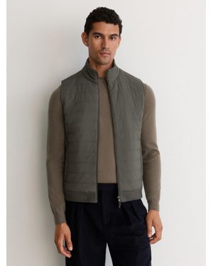 Reiss Quilted Funnel-Neck Knitted Gilet - Grey