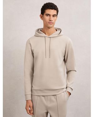 Reiss Interlock-Jersey Drawstring Hoodie - Natural