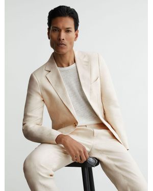 Reiss Atlantic Linen-Twill Single-Breasted Classic-Fit Suit Blazer - Natural