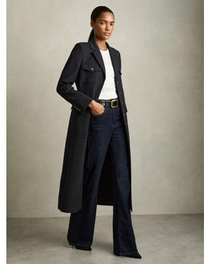 Reiss Wool-Blend Single-Breasted Coat - Blue