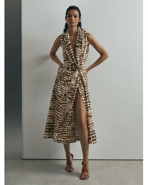 ATELIER Cotton Animal-Print Tailored Dress - Grey